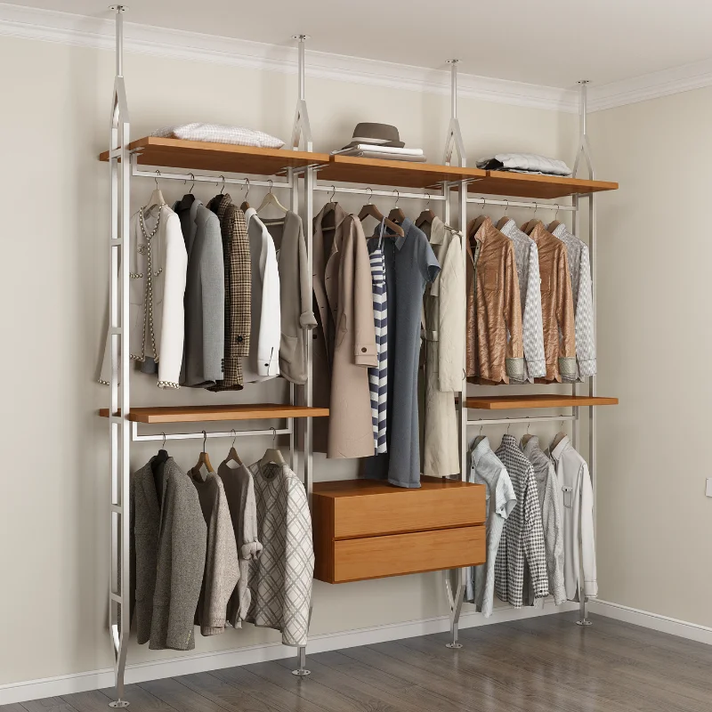 

Напольные вешалки для одежды Спальня из цельного дерева Открытые потолочные вешалки для одежды Современная простая мебель для гостиной Штамп Garderobe YS40CC