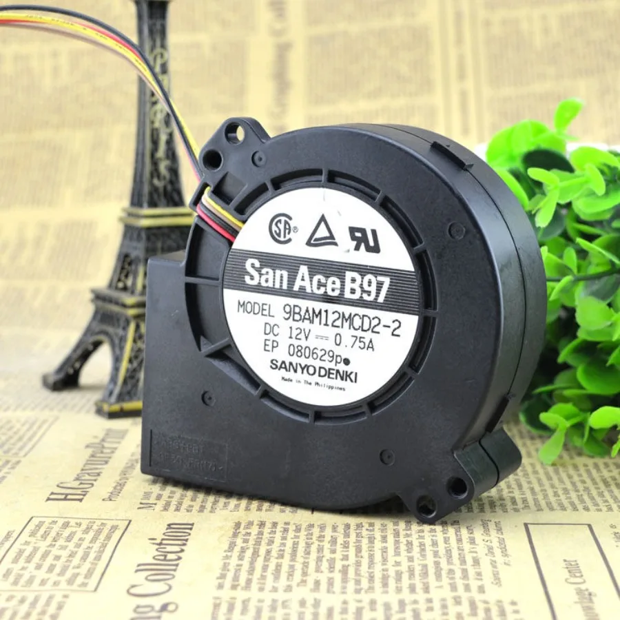AA + FOR SANYO 9CM 9733 12V0.75A 9BAM12MCD2-2 Double Ball 4 Wire PWM Speed Control Turbine Fan