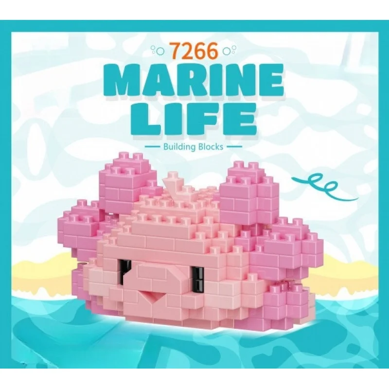 

Ocean small creature building blocks Simulated Whale Axolotl small particle building blocks Parent-child building block toy gift