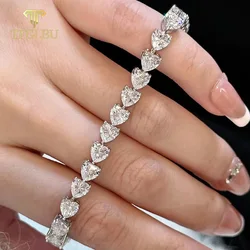 TFGLBU Cute 6mm Heart Cut Zircon Tennis Bracelet for Women Shine 100% Solid 925 Silver Birthday Gift Wedding Jewelry Wholesale