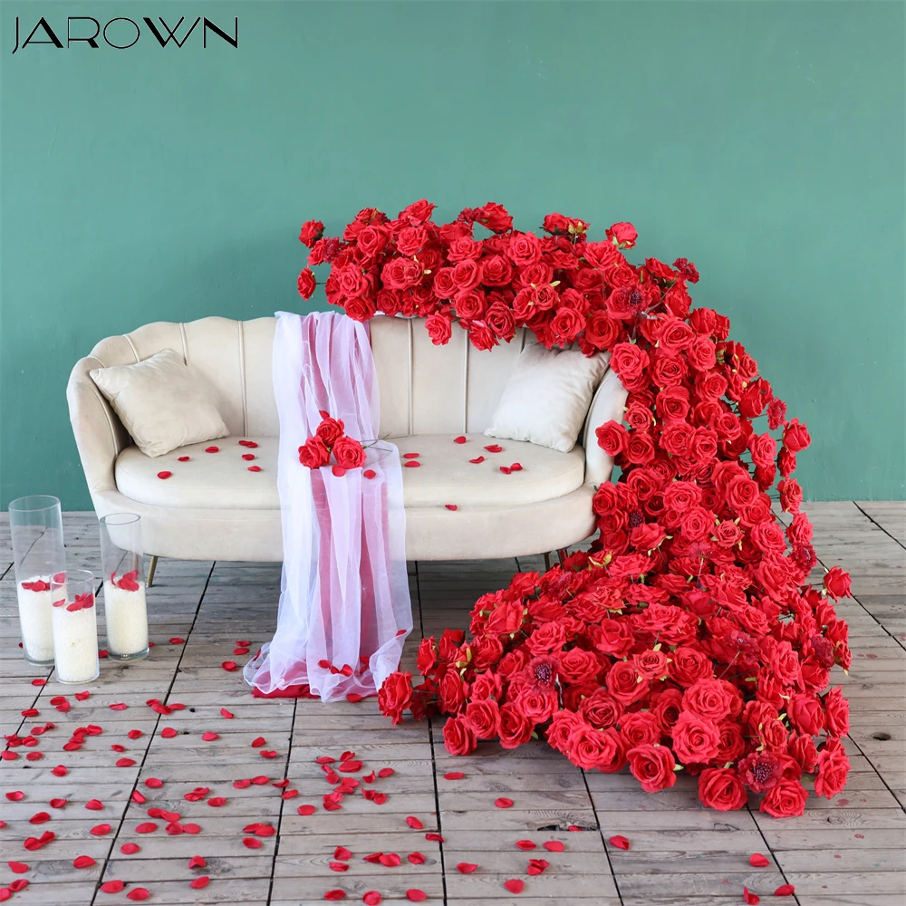 Wedding Event Backdrop Decoration Luxury Red Artificial Rose Flower Arrangement for Home Decor Props Sofa Floral Customized