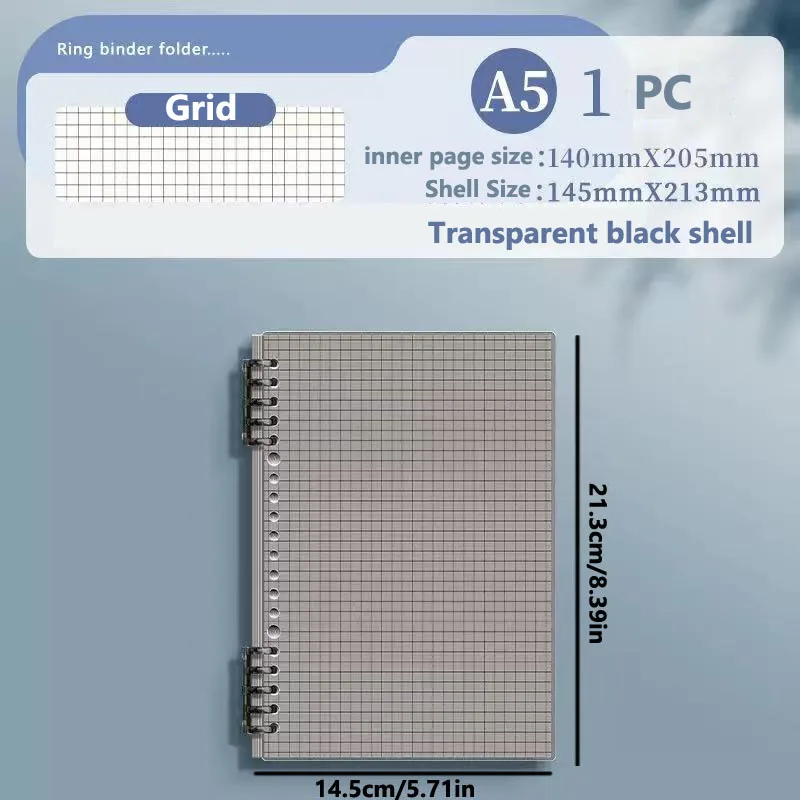 A5 Transparentes Raster-Notizbuch, Tagebuch, 120 Seiten, Schreibwaren, abnehmbare Spiralbindung, Notizbücher, Notizblock, Tagebuch, Notizbuch, Büro – Detail 7