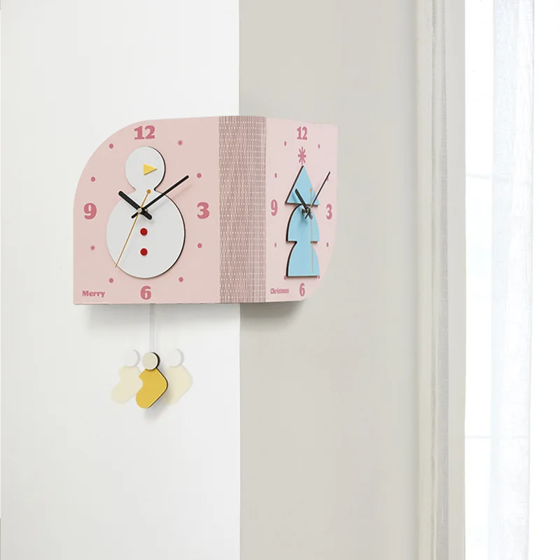 No punching double-sided corner wall clock household living room clock simple corner creative clock