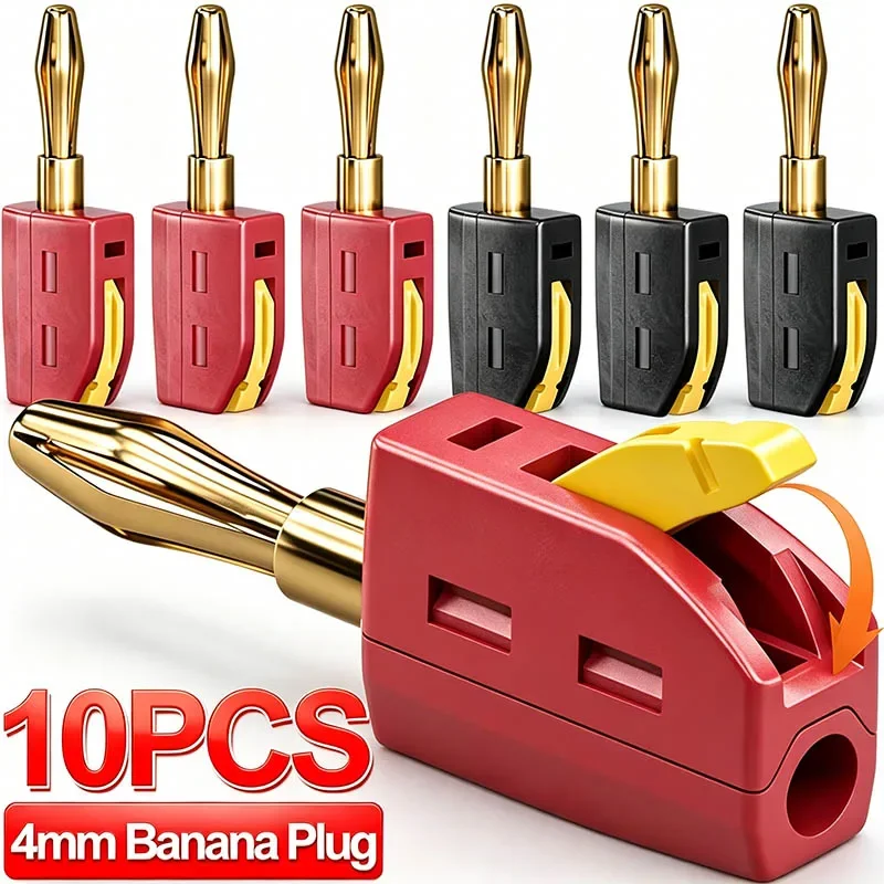 Portable 32A 4mm Banana Plug Solderless Quick Connect High Current Gold-Plated Banana Connectors Audio Copper Speakers Amplifier