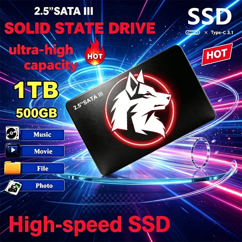 2.5 Inch SATA3 SSD 500GB 1TB 2TB 4TB Internal Solid State Drive, High Speed SATA III SSD Hard Disk for Laptop Desktop PC