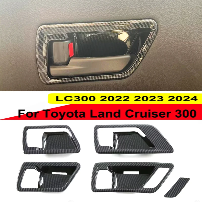 

Для Toyota Land Cruiser 300 LC300 2022 2023 2024 ABS углеродное волокно, внутренняя дверная ручка автомобиля, чаша, панель, наклейка, аксессуары