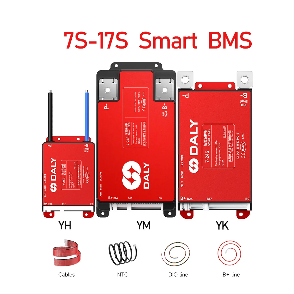 Daly Smart BMS 4S 6S 8S 12S 13S 14S 16S 17S 20S 24S Bluetooth UART BMS 30A 40A 60A 80A 100A 150A 200A Lifepo4 Li-Ion LTO Battery image 3