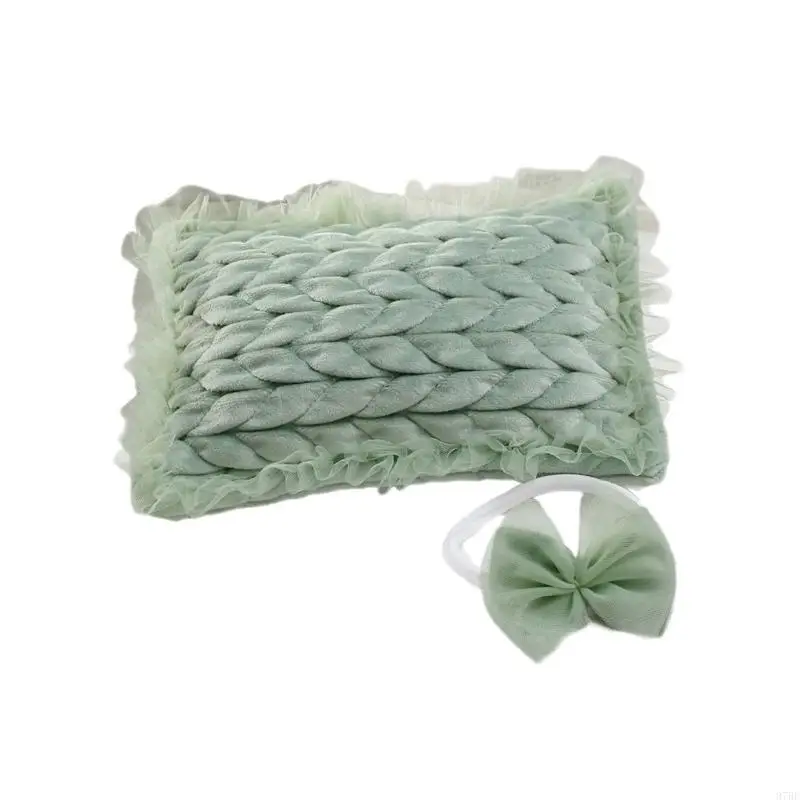 

97BE Baby Photography Props Pillow Baby Posing Small Pillow with Headband Hair Band Newborns Infant Photo Accessory