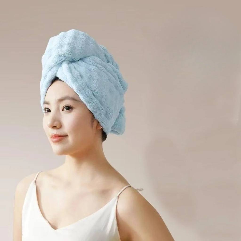 Women's Bubble Velvet Hair Drying Cap Wide-Tail Absorbent and Quick-Drying Head Wrap Thickened Home Use Bath Cap