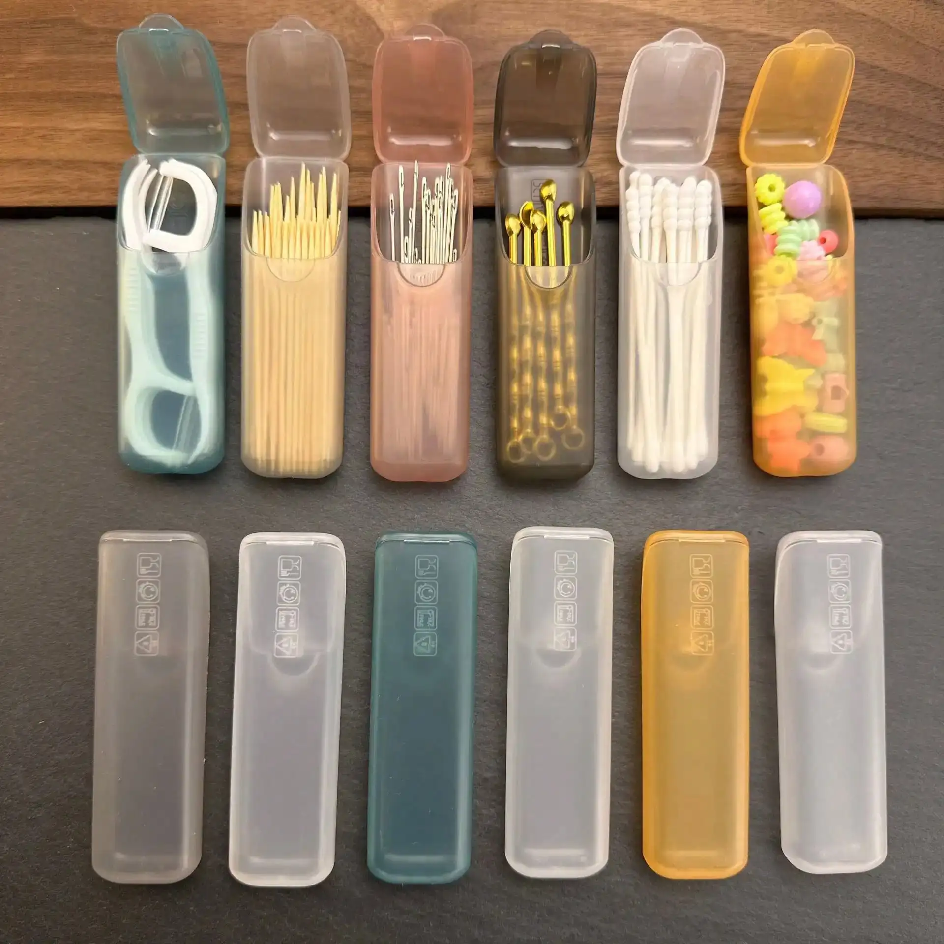 4 Mini Portable Storage Boxes (Random Color) PP Plastic Small Parts Organizer Travel Toothpick, Dental Floss, Pill, And Jewelry Storage Compartment Multi-Functional Universal Size