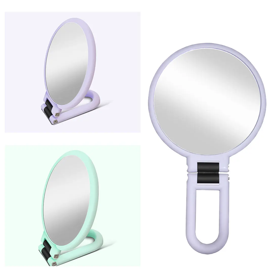 CASBathroom-Miroir de maquillage grossissant U100, miroir à main portable et pliable, outil de maquillage double face