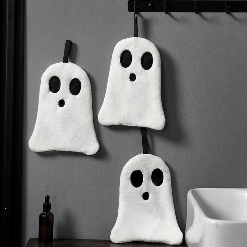 Cute Ghost Hand Towels Bathroom Microfiber Towel Extra Thick Coral Velvet Handkerchief Absorbent Towel Halloween Gifts