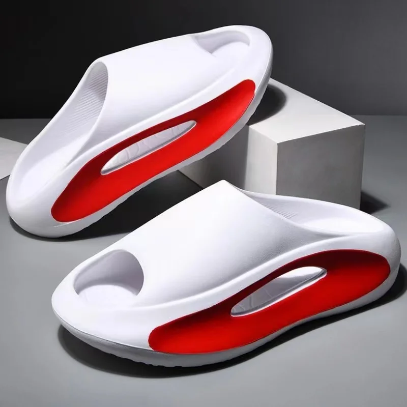 Large size slippers for men's summer outerwear trend thick soled sports Korean version fashionable home bathroom non slip men's