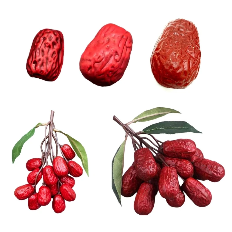 Plastic Artificial Jujube Dried Nut Model Artificial Fruit for Photography F1FB