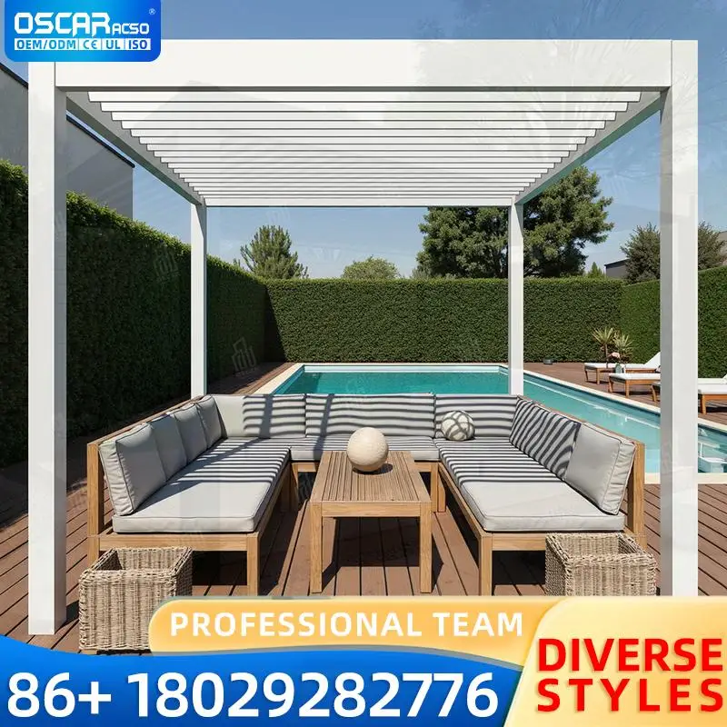 

Motorized Louvered Outdoor Canopy Durable Waterproof Roof for Garden Patio Backyard pergola