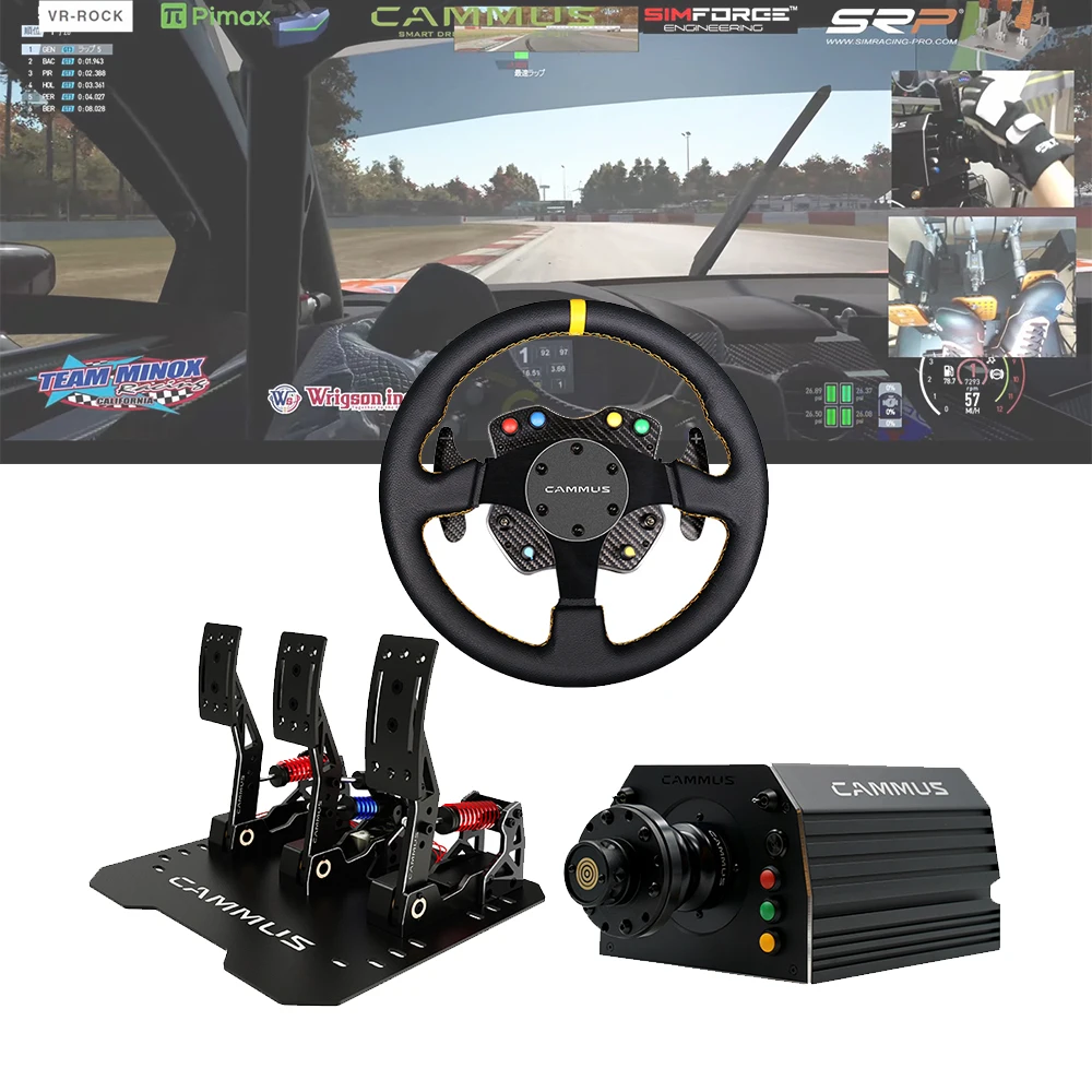 CAMMUS Kit de máquina de juego de atracciones profesional Simulador de carreras Volante y pedales para juegos de PC