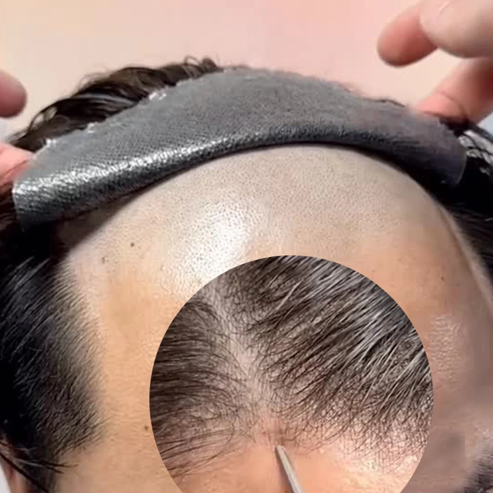 

Незаметный ультратонкий (0,02 мм) легкий парик-накладка для мужчин с 80% плотностью, супер естественной линией роста волос, полностью V-образный, черный, коричневый, серый