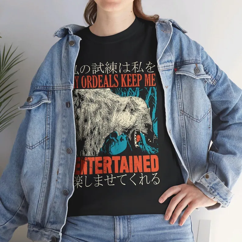 My Ordeals Vintage Japanese Hyena T-Shirt Cotton Shirt Vintage Classic Fashion Tees O-neck Short-sleev Print Tops Streetwear