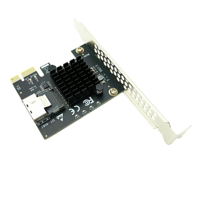 Adapter PCIe PCI-E PCI Express X1 to Mini SAS 8087 Controller Expansion Card 4 Port SATA 3 6G SSD Chi a Mining Riser Add On Card