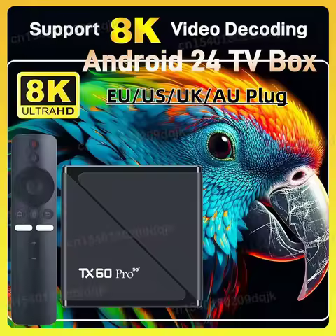 TX60 PRO Android 24 Smart TV Box 14K 2.4G/5G Dual WiFi 6 Media Player Set Top Box with Remote Set Top Box Quad Core16GB / 256GB