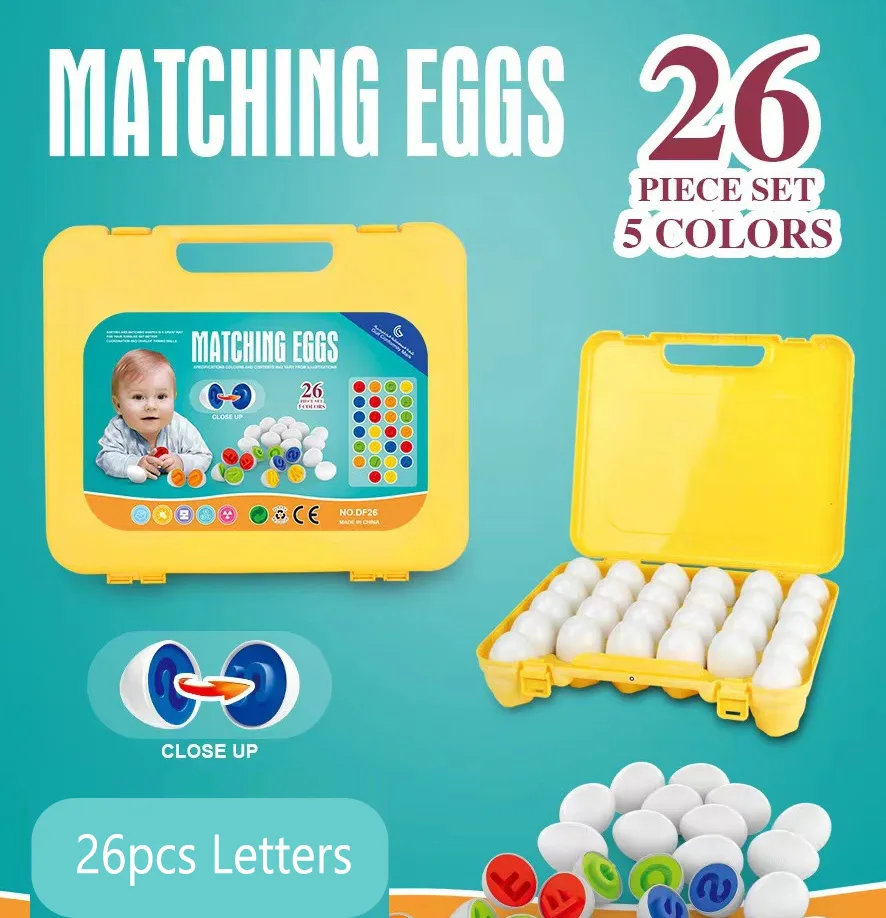 Early Educational Toys ABC Matching Eggs Toy 26pcs Alphabet Letters Matching Color Matching and Sorter Puzzle Games