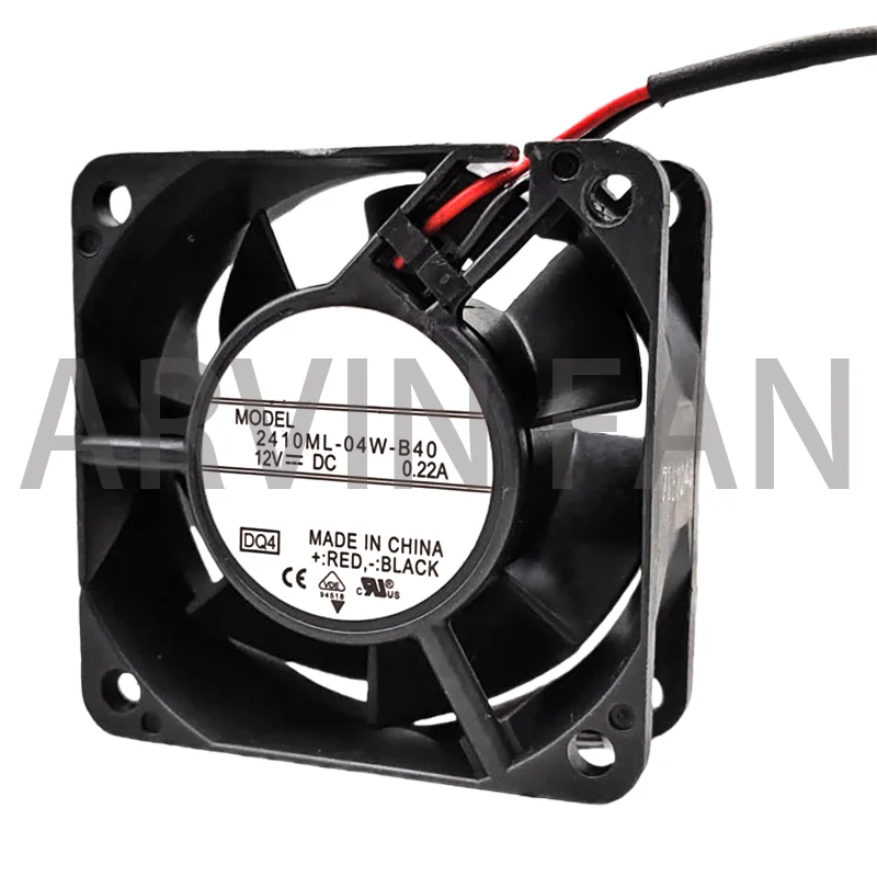 Original 2410ML-04W-B40 2-wire 3-wire 6025 6CM 12V 0.22A Two-wire Double Ball Bearing Fan