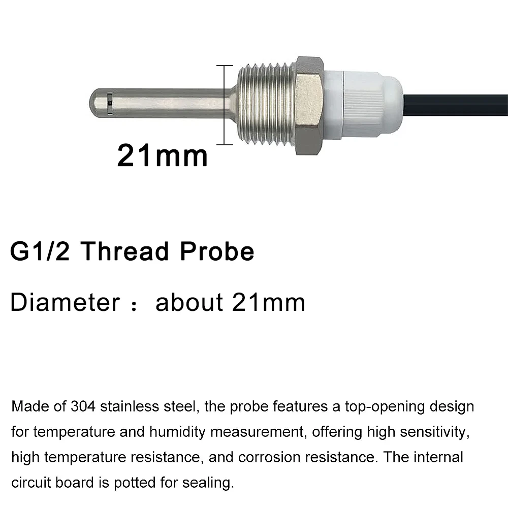 SHTC3 SHT40 SHT30 SHT20 SHT31 SHT35 SHT45 41 Digital Temperature and Humidity Sensor Probe with G 1/2 Thread I2C IIC Interface