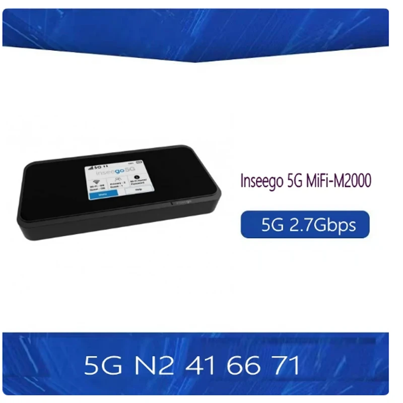 

Inseego MiFi M2000B 5G 4G LTE Hotspotands:n2,n41,n66,n71 4G LTE CAT 22 полосы: 1,2,3,4,5,7,8,12,13,14,17,20,25 MiFi маршрутизатор