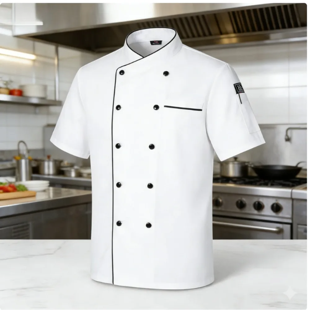 

Мужская поварская куртка, однотонная рабочая рубашка с коротким/длинным рукавом, дышащая униформа для поваров для ресторанов и отелей