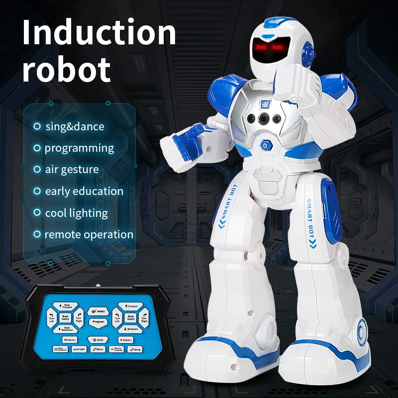 Robocop Intelligenter Früherziehungsroboter, elektrisch, singend, Infrarot-Induktion, ferngesteuertes Spielzeug für Kinder
