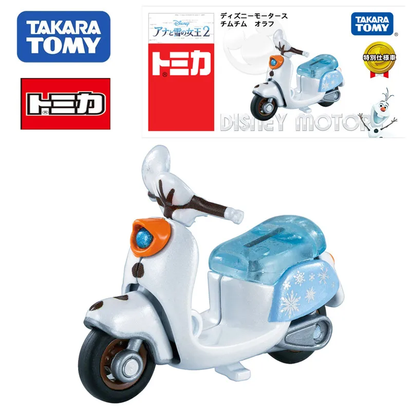 Takara Tomy Tomica 프리미엄 디즈니 겨울왕국 2 올라프 오토바이 자동차 모델, 미니 합금 다이캐스트 자동차 모델, 어린이 장난감 선물