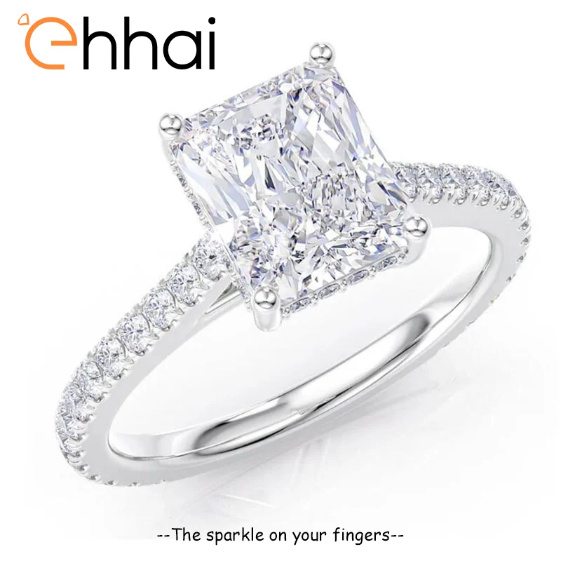 

Ehhai GRA Certified 3CT Radiant Cut Moissanite Engagement Rings for Women S925 Sterling Silver Wedding Ring Fine Jewelry Gifts