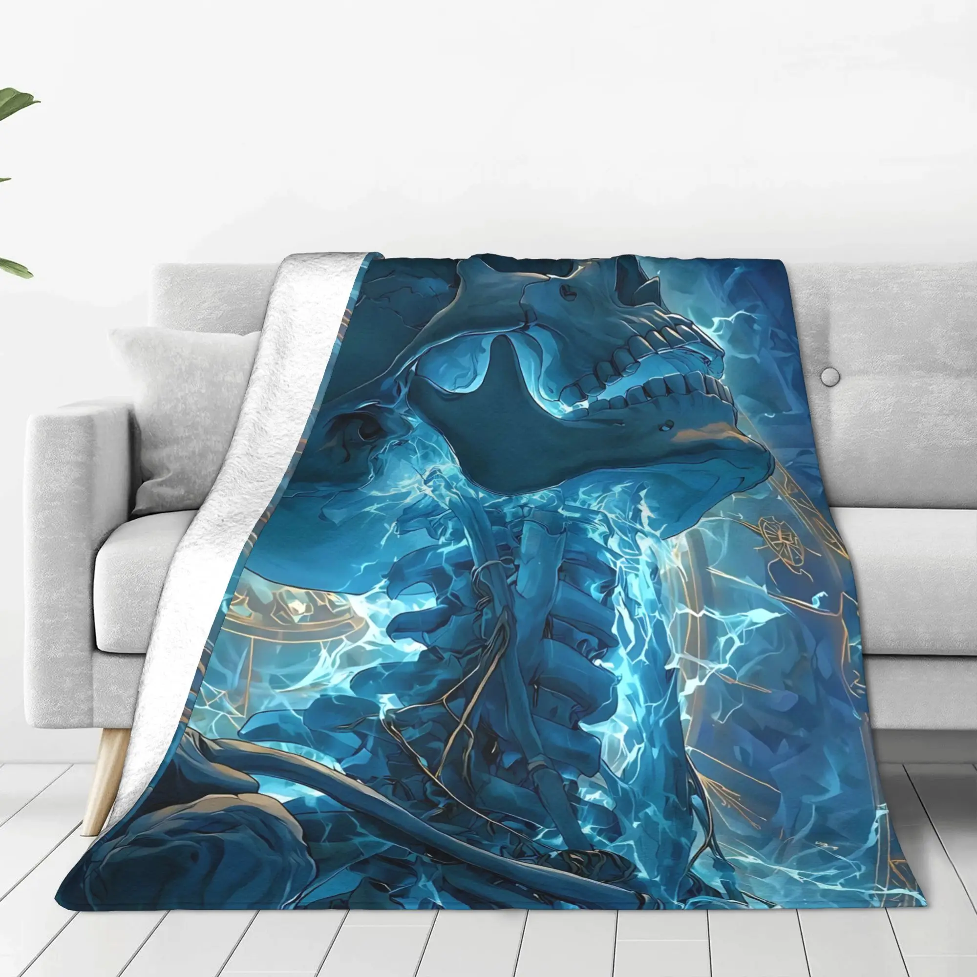 1PC Skeleton Vortex  Winter Blankets for Adults Bedding Home Interior Sofa Knee Black Friday Deals