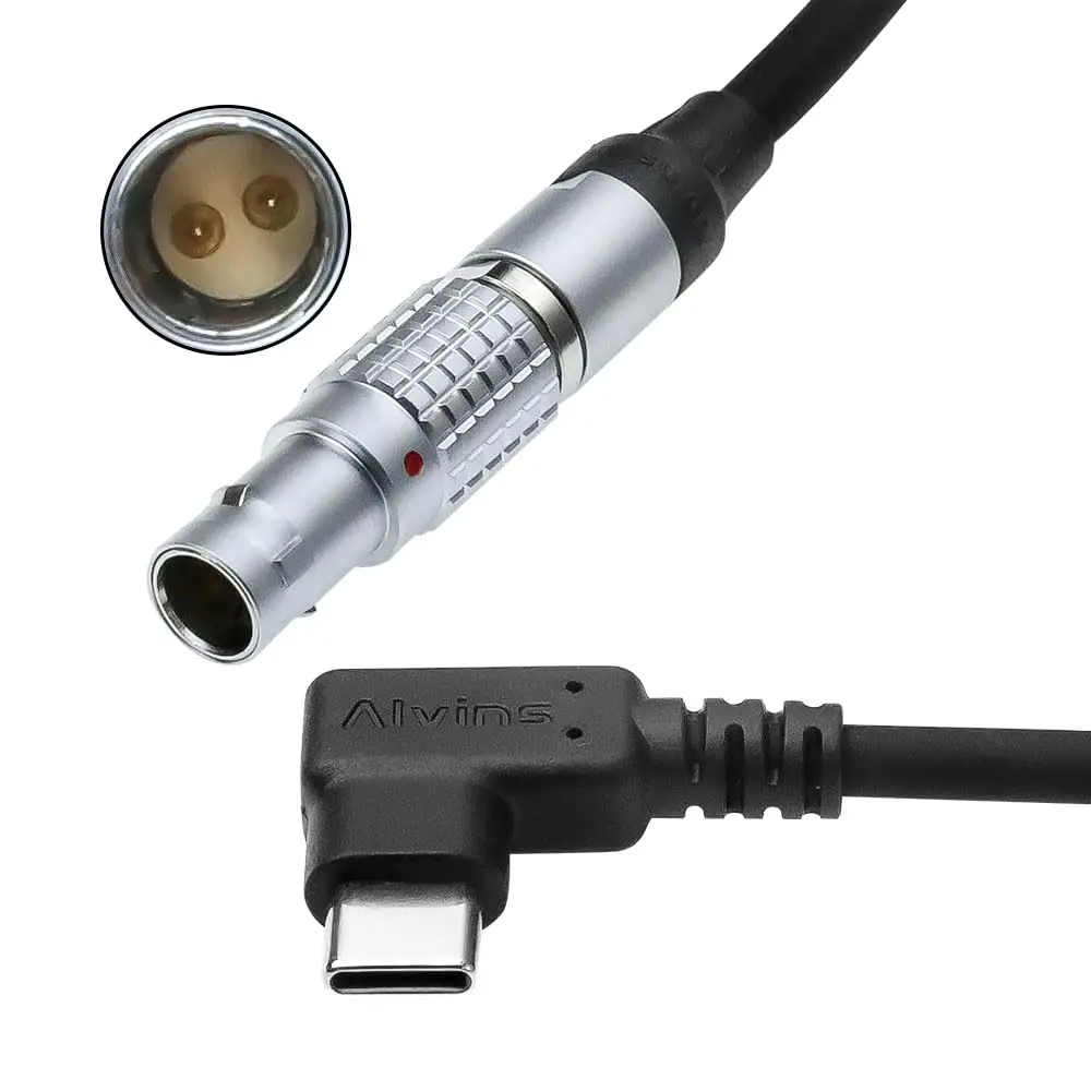 Alvin's Cables Right Angle PD USB-C Type-C to 2 Pin Male Power Cable Fast Charging Cable for DJI Ronin| Tilta| Teradek| SmallHD