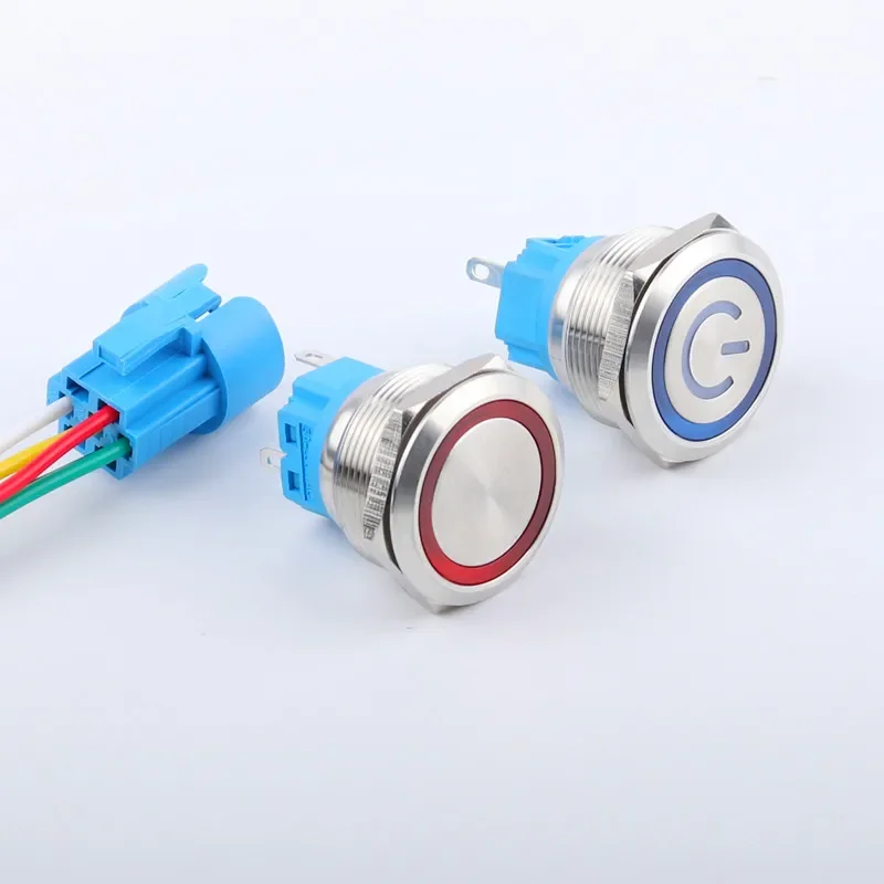 12 / 16 / 19 / 22mm Metal Button Switch Power Button 5V 12V 24V 220V Waterproof Round Button LED Light Self Locking Reset Button
