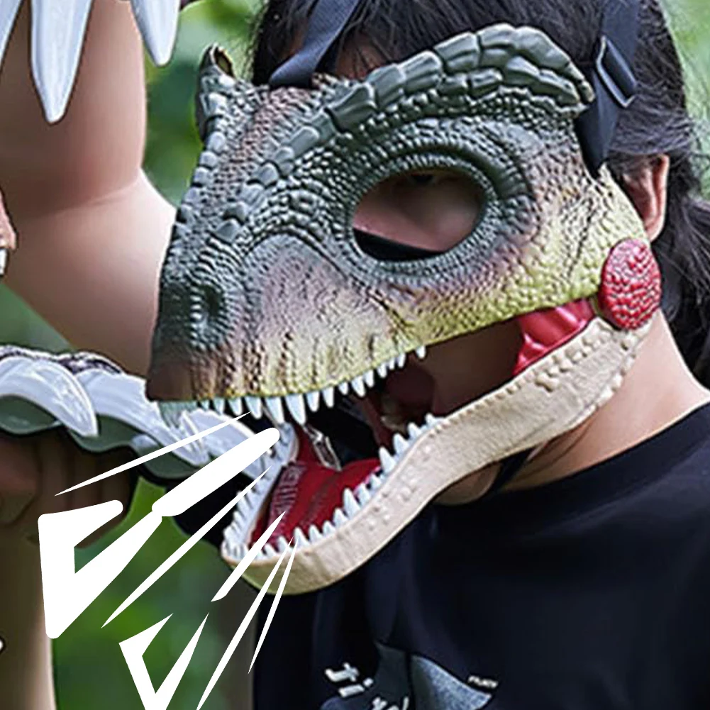 

Dinosaur Head Face Mask with Dinosaur Scream Movable Mouth Dino Mask Lifelike Dinosaur Mask Headwear for Kids Children