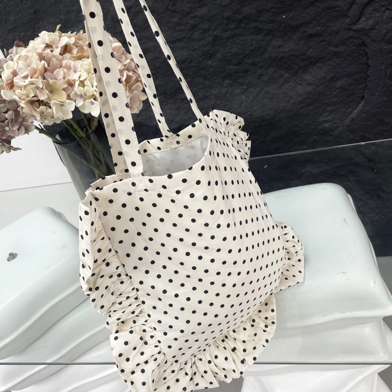 MEDIOW National Polka Dots Slim Tote Bag For Women Luxury Designer Handbag Purses 2024 New In Polyeste Ruffles Underarm Shoulder