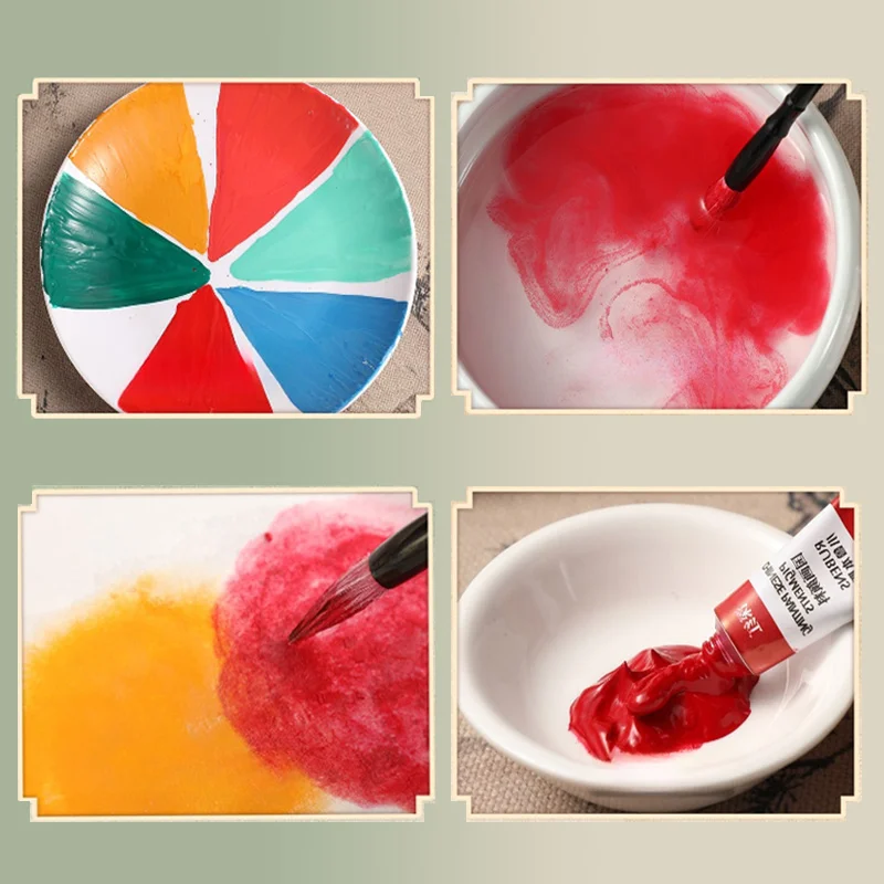 5ml 12/24 Color Chinese Painting Pigment Set Bright Rich Colors Delicate Paste for Painting Graffiti Art Enlightenment