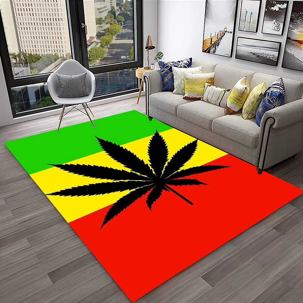 Maple Leaf Weed Plants Carpet Rug for Home Living Room Bedroom Sofa Playroom Doormat Kitchen Decor,Area Rug Non-slip Floor Mat