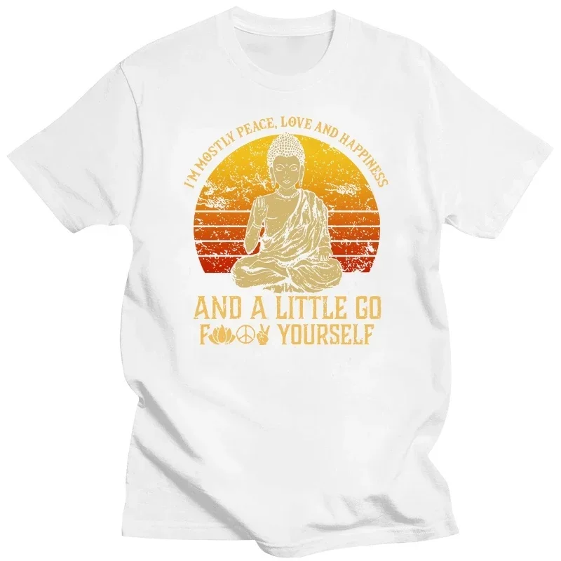 2014Zen Master TeeCool Casual pride t shirt men Unisex Fashion I'm Mostly Peace Love Happiness Retro Buddha Namaste Yoga T Shirt