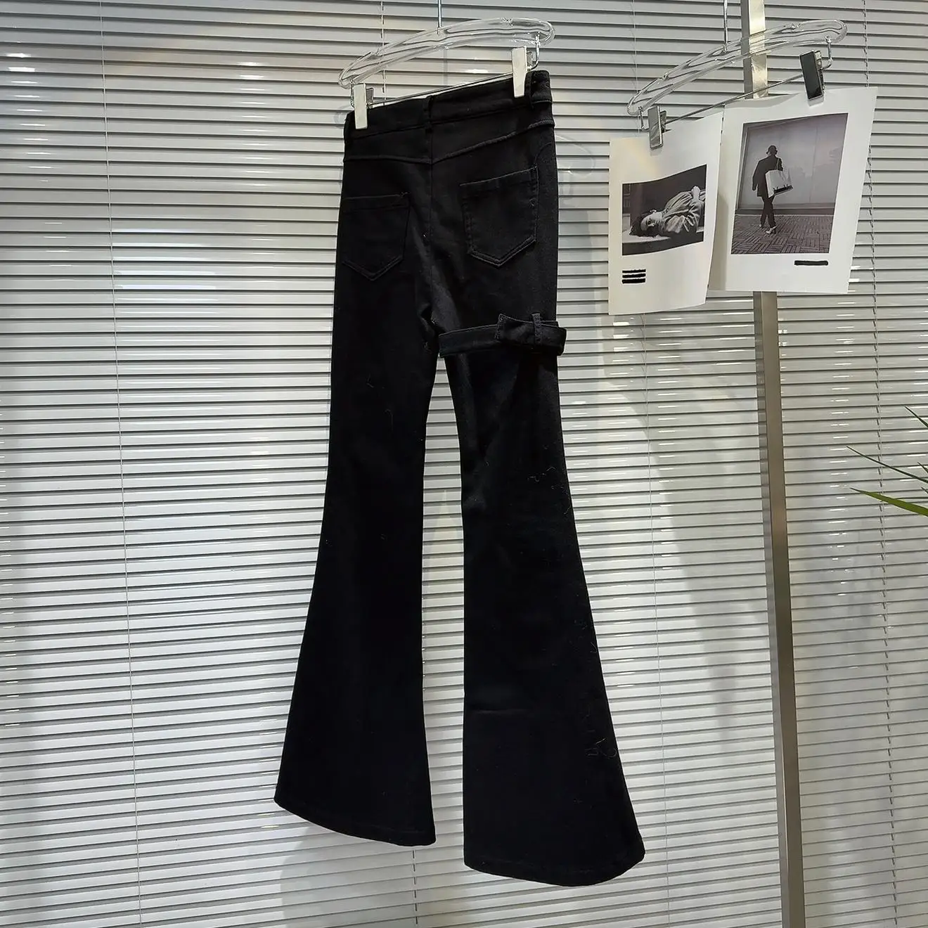 Cool Spicy Girl Winter New Sle Bla Bell Bot Slim Fit Women's Jeans ket Design Belted Cuff l Waist Denim Jeans