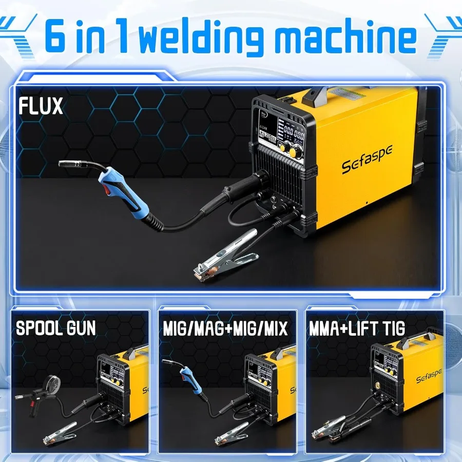 205A MIG Welder 110 220V Dual Voltage Aluminum Welding Machine for Automotive Repair Construction and Metal Fabrication; 6in1 M
