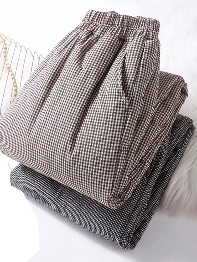 Thiened Warm Cotton Trousers Women's Loose id Cotton Linen Harlan Pants High Waist Long Pants Lantern Pants Cotton Filling