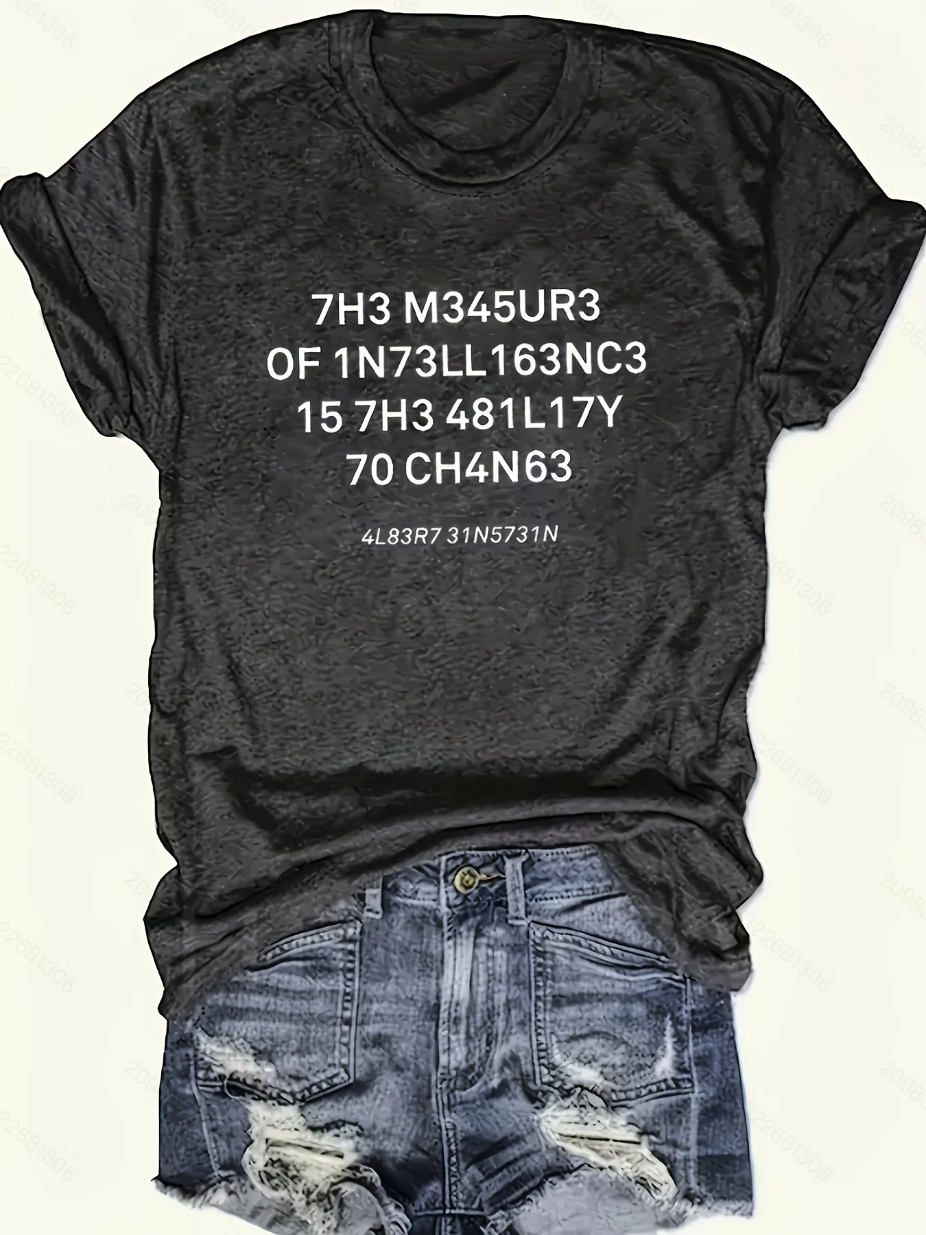 Leet Code Quote Women's Tee - Funny Numeric Letter Print Black Top