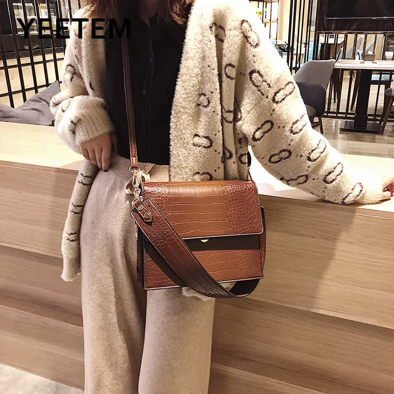 

Luxury Flap Handbag Women's Designer Fashion New High Quality PU Leather Handbags Crocodile Pattern Shoulder Messenger Bag