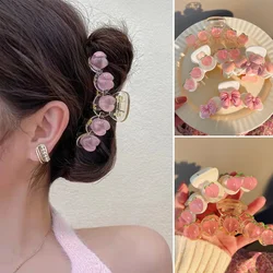 FANYIN New Peach Bow Hairpin Grab Clip for Women Sweet Versatile Wearing Shark Clip Fashionable and high-end Hair Accessories