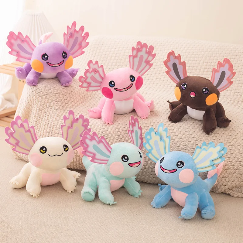 Axolotl multi-color salamander plush toy with creative design, cute gift, cute and warm, trendy home decoration