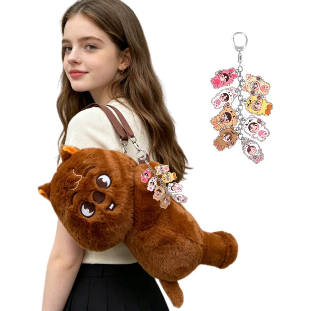 SKZOO Muñeco de Peluche de 50CM de STRAY KIDS, Juguete de Peluche Kpop, Animales de Peluche (Lobo, Oso, Zorro, Pato), Muñeco de Peluche Suave, Regalo