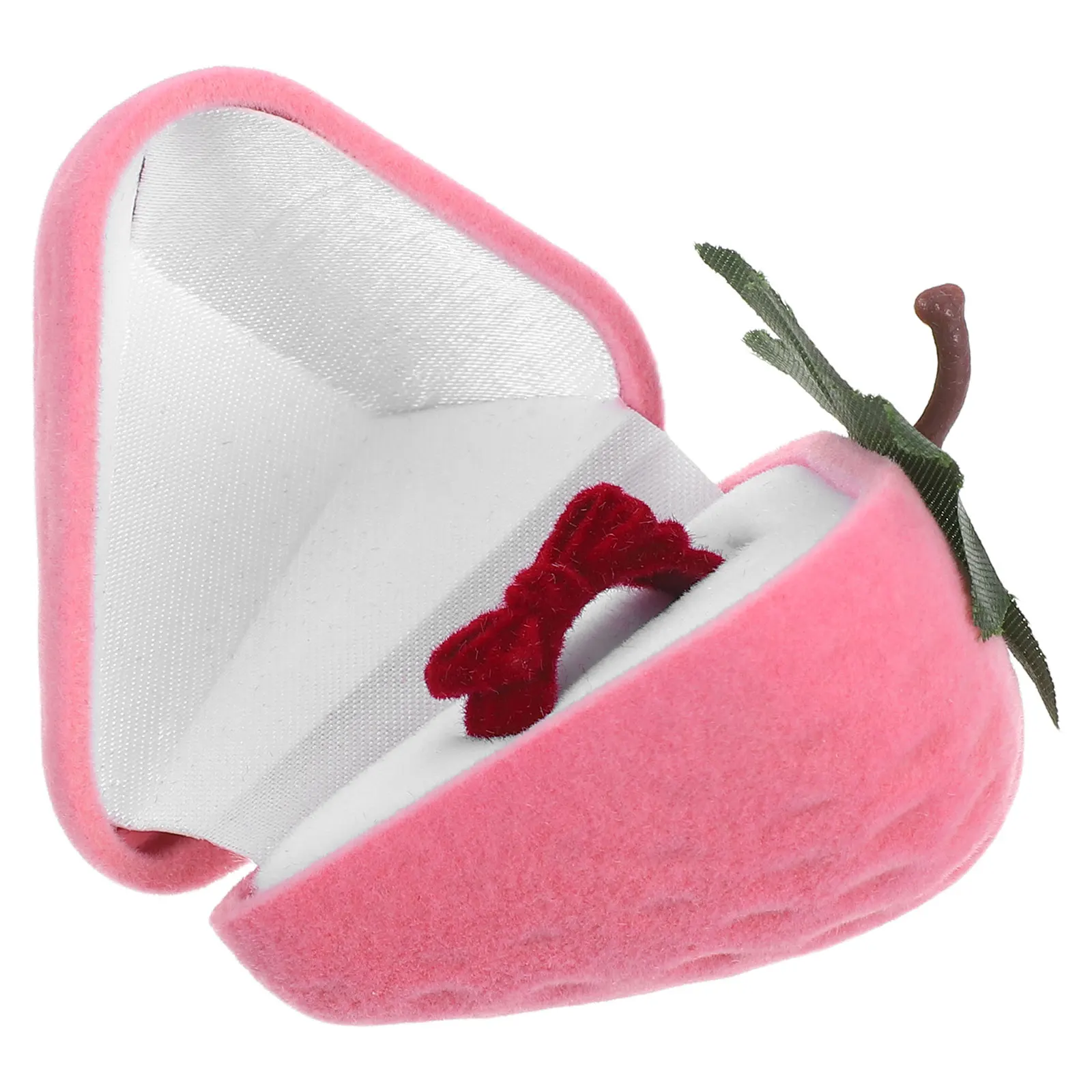 

1 комплект, одинарная коробка для колец, милая флокированная шкатулка для драгоценностей с клубникой для серег и безделушек, контейнер с кольцом для свадебных заручин