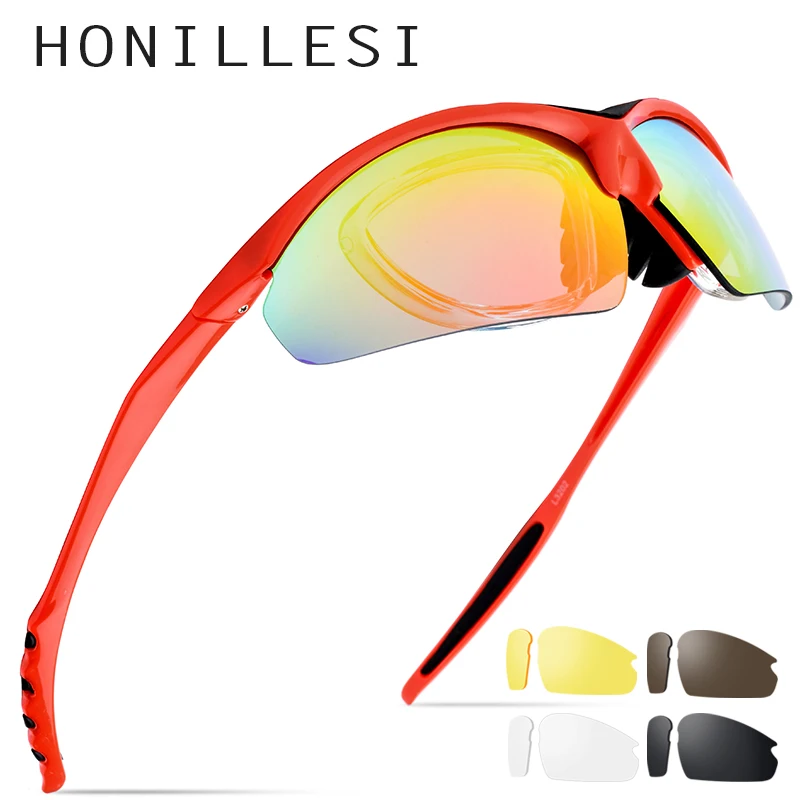 HONILLESI TR90 Polarized Sports Men Sunglasses Sun Glasses 2019 Fishing Driving Myopia Optical Goggles Shades 5 Lens 3202